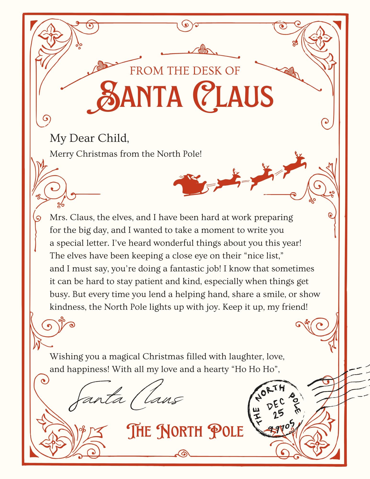 Beige Red Official Letter From The North Pole