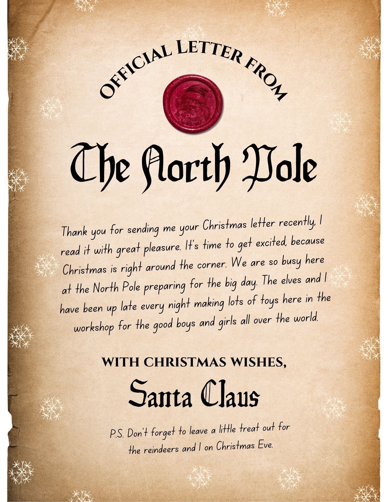 Cream and Red Old Fashioned Christmas Santa Letter